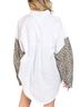 Pol POL Clothing Leopard Print Contrast Over-sized Button-Down Shirt - photo 2