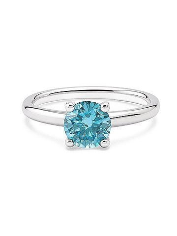 Haus of Brilliance IGI Certified 14K White Gold 1.0 Cttw Round Lab-Grown Blue Fancy Vivid Diamond Solitaire Ring (view 1)