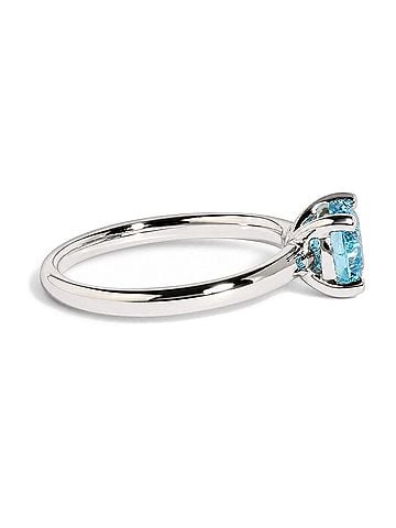 Haus of Brilliance IGI Certified 14K White Gold 1.0 Cttw Round Lab-Grown Blue Fancy Vivid Diamond Solitaire Ring (view 2)