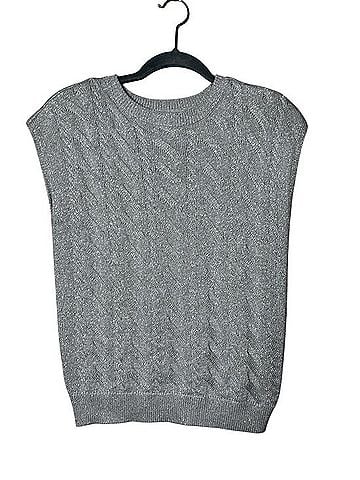 CALVIN KLEIN JEANS Silver Metallic Cable-Knit Crewneck Sweater Vest Sweater Vest (view 1)