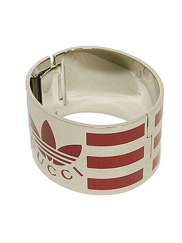 Gucci Gucci Bangle, Enamel Stripe, Large Cuff Bracelet, Interlocking G, Trefoil Logo, Size S, Adidas Metal, Red, Men's/Women's (view 2)