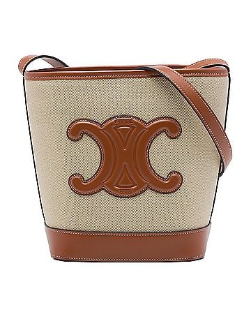 Céline Small Canvas Cuir Triomphe Bucket Bag (view 1)
