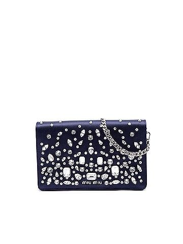 Miu Miu Crystal Embellished Satin Flap Crossbody (view 1)