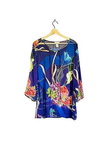 Soft Surroundings Sheer Watercolor Floral Long Sleeve Blouse (view 1)