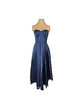 Fame And Partners Navy Satin Strapless Gown Cocktail Dress (view 2)