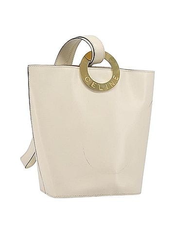 Céline Vintage Circle Logo Leather White Leather Crossbody Bag Bag (view 1)