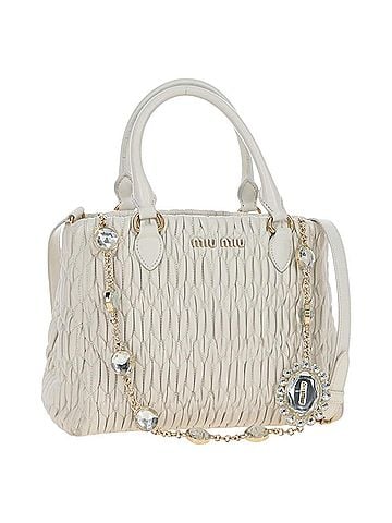 Miu Miu Crystal Convertible Matelasse Leather White Leather Tote Bag Bag (view 1)