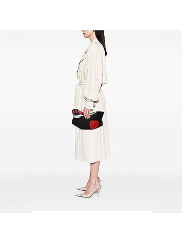 Alexander McQueen Printed Satin Heart De Manta Clutch (view 2)