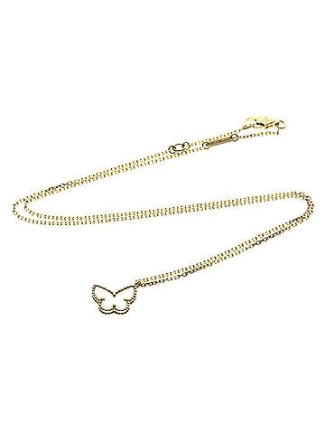 Van Cleef & Arpels Sweet Alhambra Butterfly Pendant 18K White Gold With Turquoise Gold Yellow_Gold Necklace Jewelry (view 1)