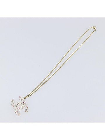 Chanel Cc Pendant Multicolor Crystal Embellished Metal Multicolour Metal Necklace Jewelry (view 2)