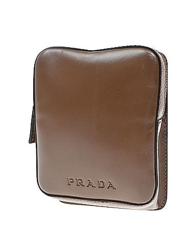 Prada Logo Pouch Leather Brown Leather Clutche &amp; Pouche Bag (view 1)