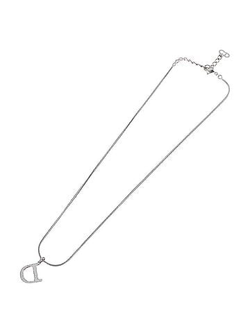 Dior D Logo Pendant Metal Silver Metal Necklace Jewelry (view 2)