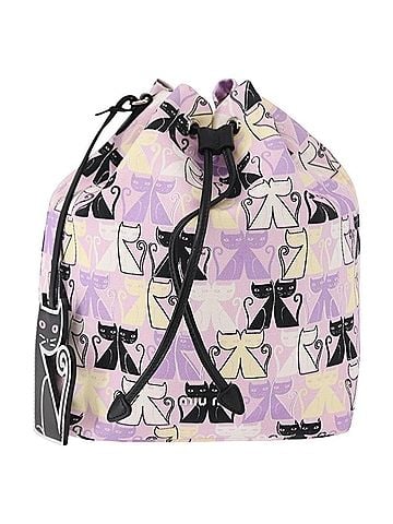 Miu Miu Drawstring Printed Canvas Pink Canvas Clutche &amp; Pouche Bag (view 1)