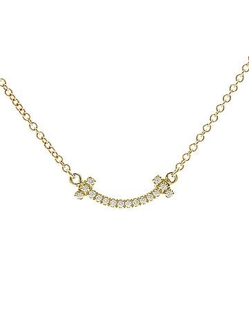 Tiffany & Co. T Smile Pendant 18K Yellow Gold With Diamonds Gold Yellow_Gold Necklace Jewelry (view 2)