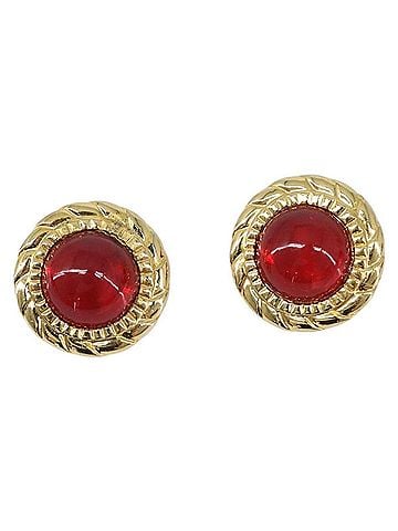 Chanel Vintage Round Clip-On Metal Gold Metal Earrings Jewelry (view 2)