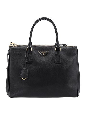 Prada Galleria Double Zip Saffiano Leather Black Leather Tote Bag Bag (view 1)