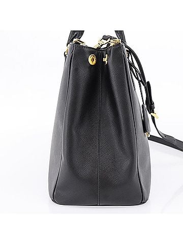 Prada Galleria Double Zip Saffiano Leather Black Leather Tote Bag Bag (view 2)