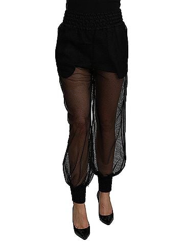Dolce & Gabbana Black See Through Jogger Polyester Women's Pants (view 1)
