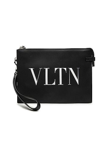 Valentino Valentino Rockstud VLTN Logo Clutch Bag, Second Black Leather, Women's VALENTINO (view 1)