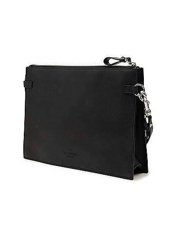 Valentino Valentino Rockstud VLTN Logo Clutch Bag, Second Black Leather, Women's VALENTINO (view 2)