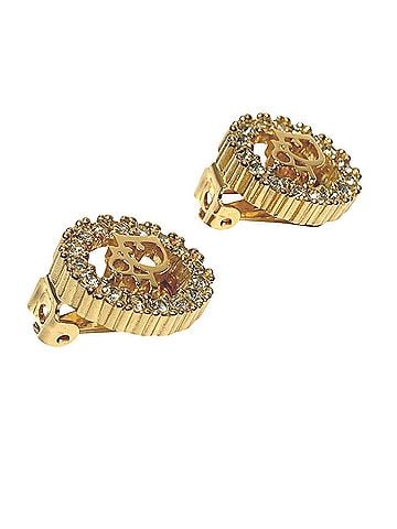 Christian Dior Christian Dior logo earrings, accessory, total weight 6.0g, GP rhinestones. (view 2)