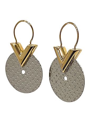 Louis Vuitton Louis Vuitton Bouclé d'Oreilles Essential V Coin Earrings, Total Weight 8.2g, GP M00189 (view 2)