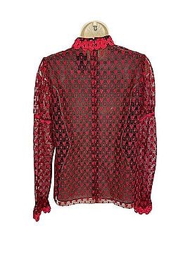 Anna Sui Ruffled Wagon Wheel &amp; Hearts Embroidered Top Long Sleeve Blouse (view 2)