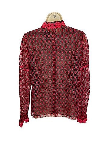 Anna Sui Ruffled Wagon Wheel &amp; Hearts Embroidered Top Long Sleeve Blouse (view 2)