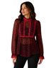 Anna Sui Ruffled Wagon Wheel &amp; Hearts Embroidered Top Long Sleeve Blouse - photo 1