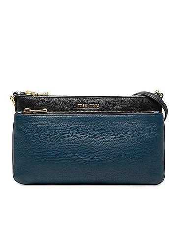 Miu Miu Miu Miu Miu Madras Crossbody Shoulder Bag, Blue/Navy Leather, Women's. (view 1)