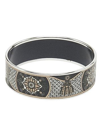 Hermès Hermes Enamel GM Cloisonné Bangle, Silver, Black Metal, Women's (view 1)