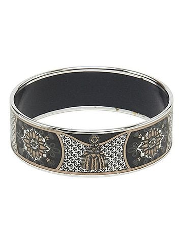 Hermès Hermes Enamel GM Cloisonné Bangle, Silver, Black Metal, Women's (view 2)