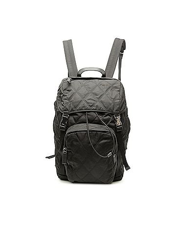 Prada Prada Triangle Logo Plate Backpack 2VZ135 Black Nylon Leather Women's PRADA (view 1)