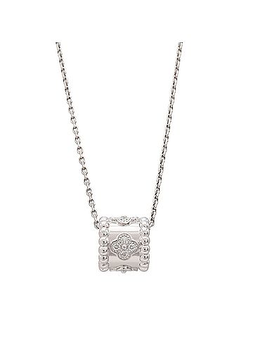Van Cleef & Arpels Van Cleef &amp; Arpels Perlee Clover Necklace Pendant 18K White Gold Diamond VCARO2EF00 (view 1)