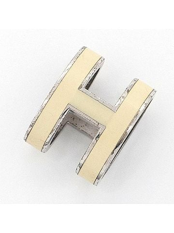 Hermès Hermes Pop H Pendant Top, Silver Cream Metal Enamel Head Choker Necklace, Cube H, Women's HERMES (view 1)
