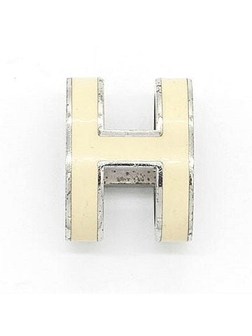 Hermès Hermes Pop H Pendant Top, Silver Cream Metal Enamel Head Choker Necklace, Cube H, Women's HERMES (view 2)