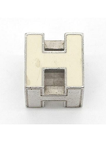 Hermès Hermes Pendant Top Cage d'H H Cube Silver Cream Metal Head Choker Necklace for Women Square HERMES (view 2)