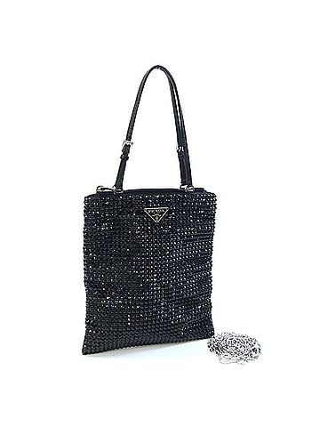 Prada Prada handbag 1BA253 Black satin crystal leather chain shoulder bag for women PRADA (view 1)