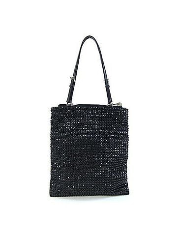 Prada Prada handbag 1BA253 Black satin crystal leather chain shoulder bag for women PRADA (view 2)