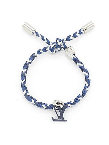 Louis Vuitton Louis Vuitton Bracelet, Braslet Friendship Charm, M6792, Blue Leather, Metal, LV Leather Men's and Women's, LOUIS VUITTON (view 2)