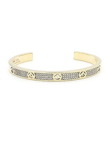 Fendi Fendi Bangle F is 8AG928 Gold Metal Crystal S Size Bracelet IS FENDI FF Women's (view 1)