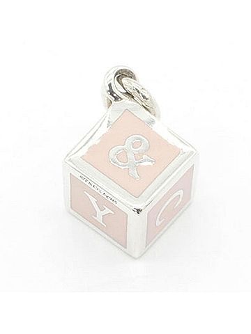 Tiffany & Co. Tiffany &amp; Co. Block Charm Pendant Top, Pink Silver (SV), Sterling 925, Head, Necklace, Women's, Cube Design. (view 2)