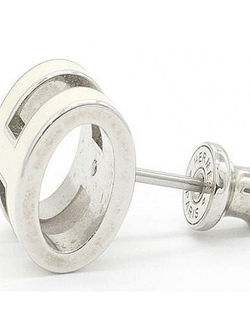Hermès Hermes Pop H Single Earring, Ivory, Silver Metal, One Ear Only, Women's, HERMES (view 2)