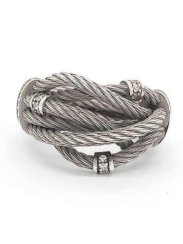 Bottega Veneta Bottega Veneta Ring, Sterling Silver 925, Zirconia, Twisted Rope Stone Men's Screw-Type. (view 1)