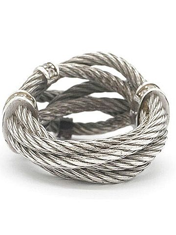 Bottega Veneta Bottega Veneta Ring, Sterling Silver 925, Zirconia, Twisted Rope Stone Men's Screw-Type. (view 2)