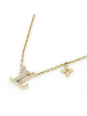 Louis Vuitton Louis Vuitton Necklace LV Iconic M00596 Gold Metal Strass Pendant Women's LOUIS VUITTON (view 1)
