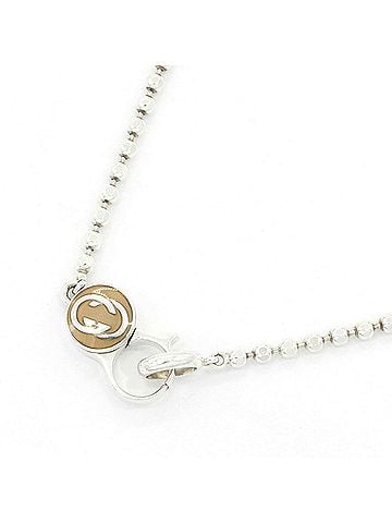 Gucci Gucci Interlocking G Necklace 214096 Silver Beige SV Sterling 925 Pendant Cut Ball Chain Women's Men's GUCCI (view 1)
