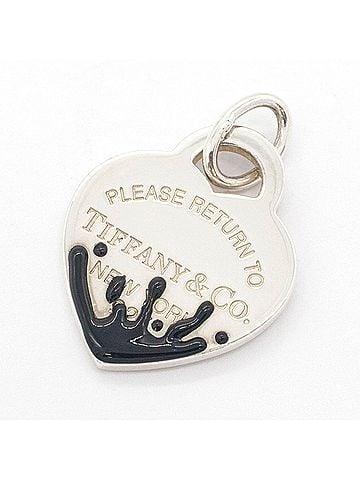 Tiffany & Co. Tiffany &amp; Co. Return to Heart Tag Color Splash Pendant Top, Silver/Black, Sterling Silver 925, Head, Necklace, Women's, TIFFANY CO. (view 1)