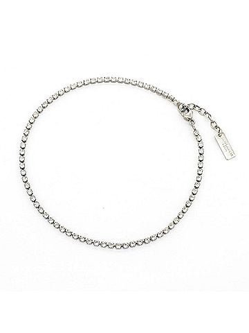 Saint Laurent Saint Laurent Anklet, Silver Oxidized, Metal Rhinestone, Size M, Tennis Bracelet, Women's (view 1)