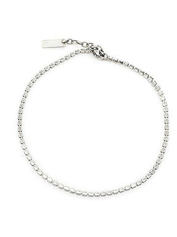 Saint Laurent Saint Laurent Anklet, Silver Oxidized, Metal Rhinestone, Size M, Tennis Bracelet, Women's (view 2)